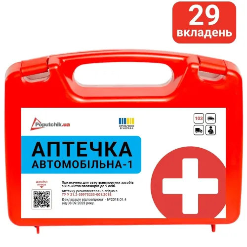 Аптечка медицинская автомобильная-1 Poputchik (02-021-П) - Фото№1 Аптечка медицинская автомобильная-1 Poputchik (02-021-П) - Фото№1
