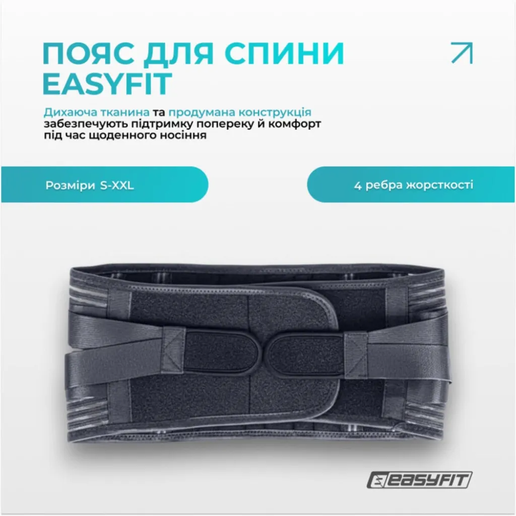 Пояс для спины EasyFit с 4 ребрами жесткости EF-0090 Пояс для спины EasyFit с 4 ребрами жесткости EF-0090