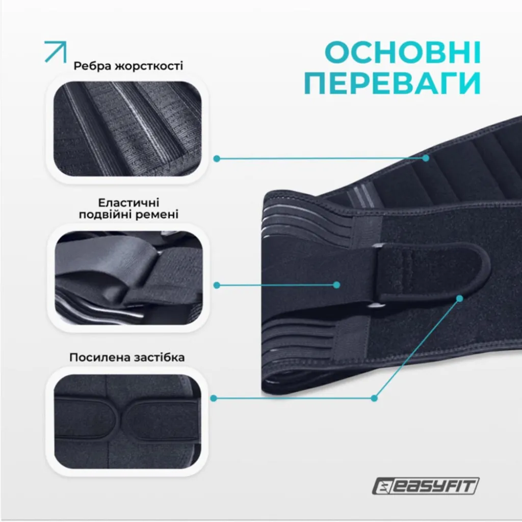 Пояс для спины EasyFit с 4 ребрами жесткости EF-0090 Пояс для спины EasyFit с 4 ребрами жесткости EF-0090