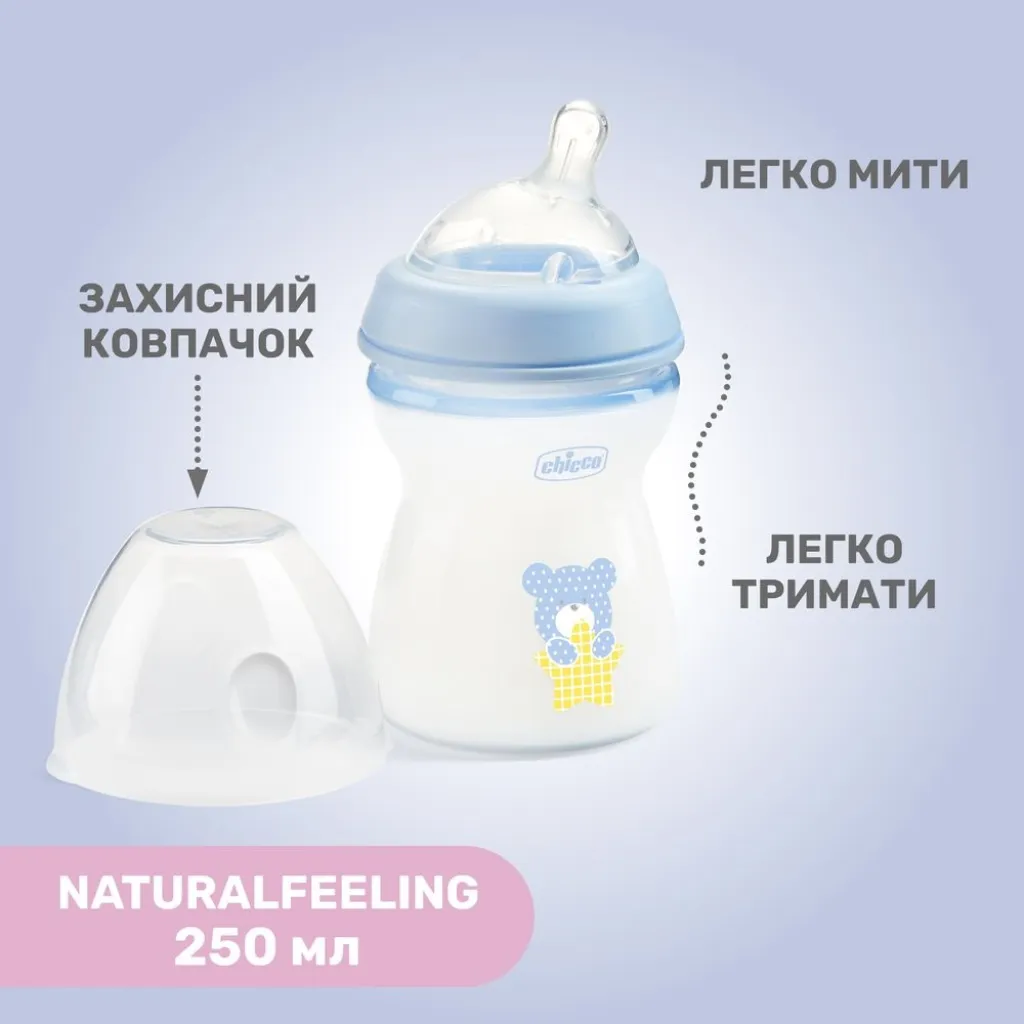 Бутылочка пластиковая "Natural Feeling" для детей от 3 месяцев, 250 мл, синий Бутылочка пластиковая "Natural Feeling" для детей от 3 месяцев, 250 мл, синий