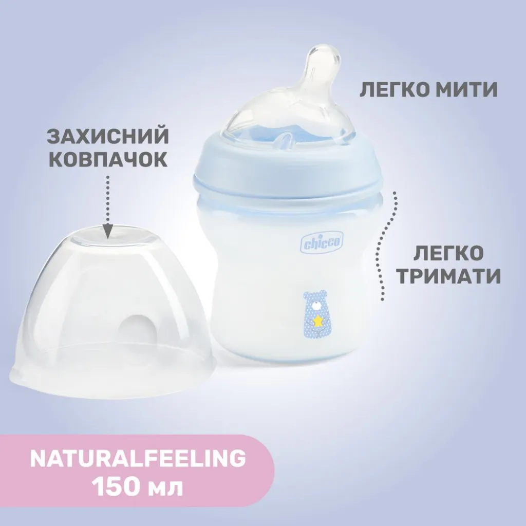Бутылочка пластиковая "Natural Feeling" для детей, 150 мл, голубой