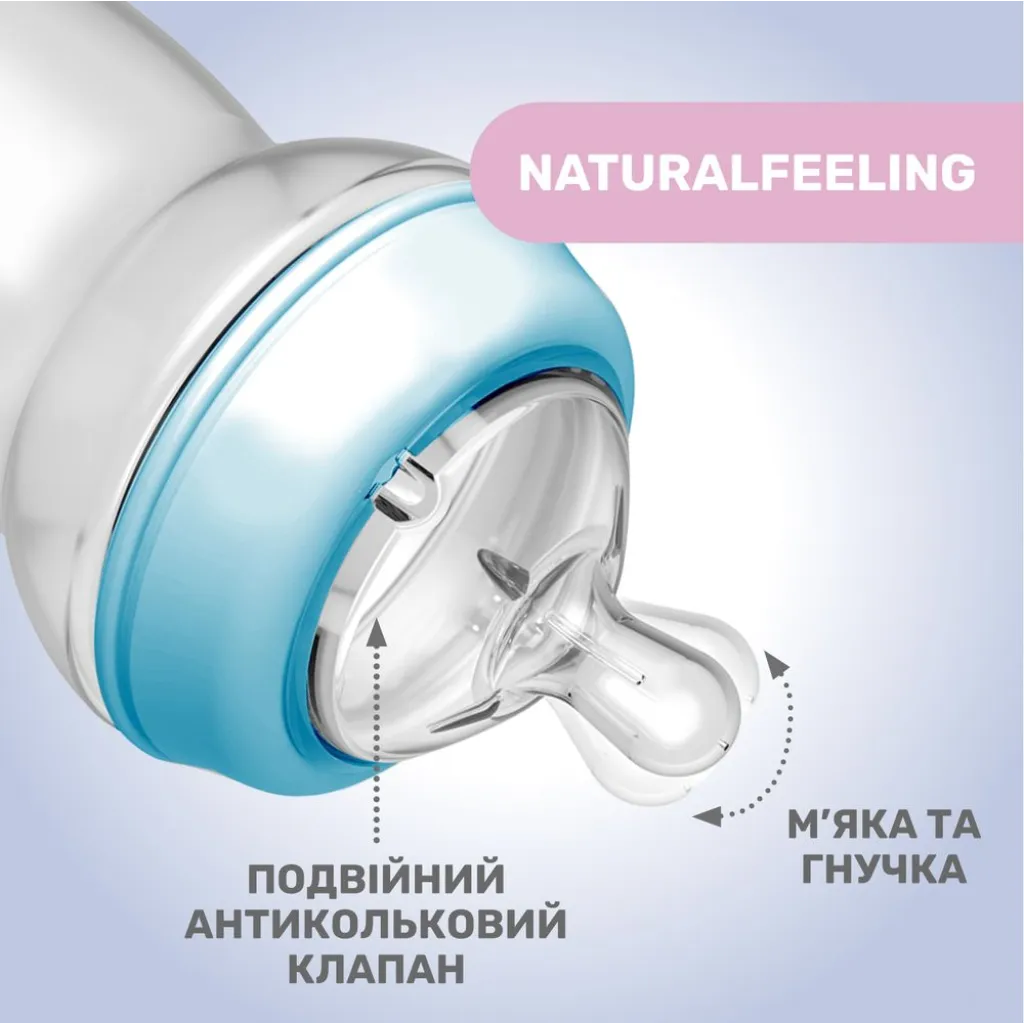 Бутылочка пластиковая "Natural Feeling" для детей от 6 месяцев, 330 мл, синий