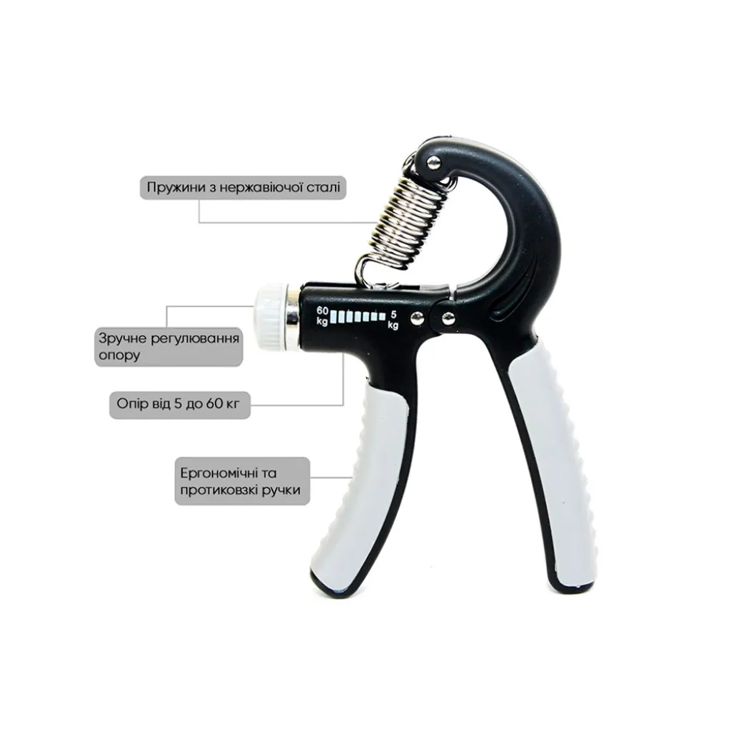 Еспандер для кисті EasyFit 5-60 кг EF-1900-B, сірий Еспандер для кисті EasyFit 5-60 кг EF-1900-B, сірий