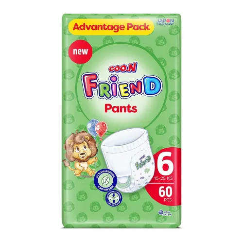 Трусики-підгузки GOO.N FRIEND для дітей 15-25 кг (розмір 6, унісекс, 60 шт) - Фото№1 Трусики-підгузки GOO.N FRIEND для дітей 15-25 кг (розмір 6, унісекс, 60 шт) - Фото№1
