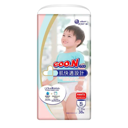 Трусики-подгузники GOO.N Plus для детей 12-20 кг (размер XL, унисекс, 38 шт) - Фото№1 Трусики-подгузники GOO.N Plus для детей 12-20 кг (размер XL, унисекс, 38 шт) - Фото№1
