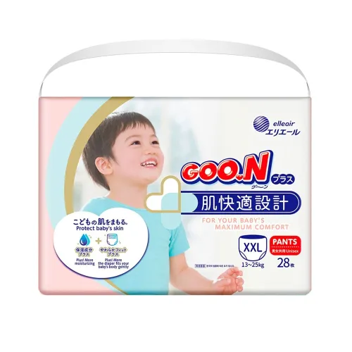 Трусики-підгузки GOO.N Plus для дітей 13-25 кг (розмір ХXL, унісекс, 28 шт) - Фото№1 Трусики-підгузки GOO.N Plus для дітей 13-25 кг (розмір ХXL, унісекс, 28 шт) - Фото№1