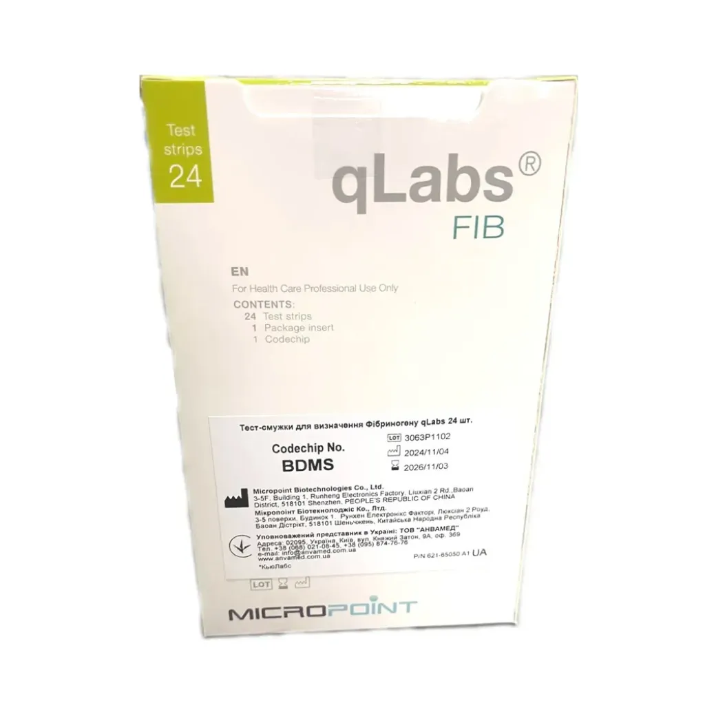 Тест-смужки для визначення Фібриногену Micropoint qLabs 24 шт Тест-смужки для визначення Фібриногену Micropoint qLabs 24 шт