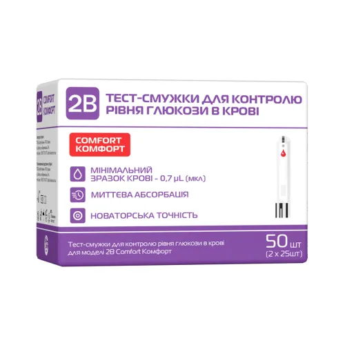 Тест-смужки для контролю рівня глюкози у крові 2B COMFORT - Фото№1 Тест-смужки для контролю рівня глюкози у крові 2B COMFORT - Фото№1