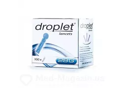 Ланцет Droplet одноразового використання 28G, 100 шт