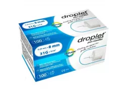 Голки для шприц-ручок Droplet 8 мм*0,25 мм, 31G, універсальні, 100 шт