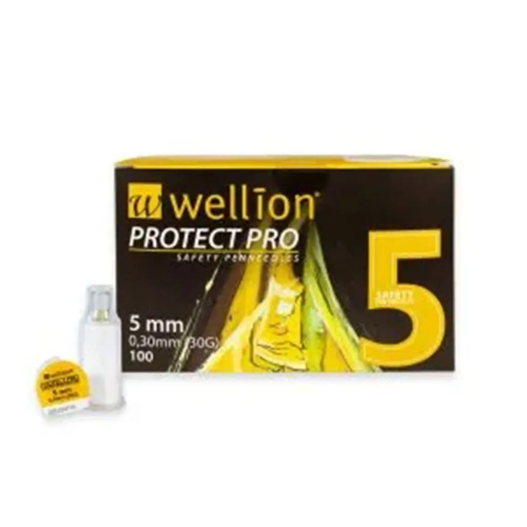 Безопасные иглы для шприц-ручек Wellion Protect Pro 5 мм 0,3 мм 30G, 100 шт Безопасные иглы для шприц-ручек Wellion Protect Pro 5 мм 0,3 мм 30G, 100 шт