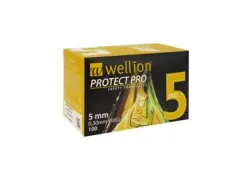 Безопасные иглы для шприц-ручек Wellion Protect Pro 5 мм 0,3 мм 30G, 100 шт Безопасные иглы для шприц-ручек Wellion Protect Pro 5 мм 0,3 мм 30G, 100 шт