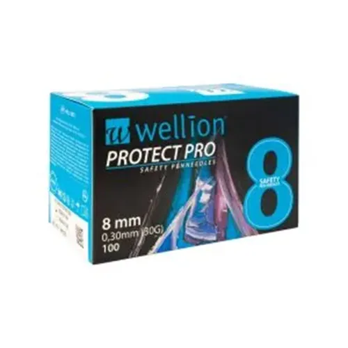 Безопасные иглы для шприц-ручек Wellion Protect Pro 8 мм 0,3 мм 30G, 100 шт - Фото№1