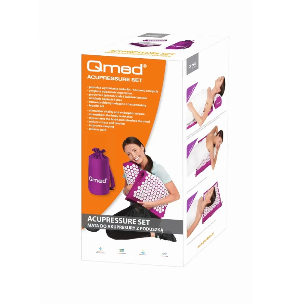 Акупунктурный набор Qmed Acupressure Set (коврик, подушка, сумка), фиолетовый