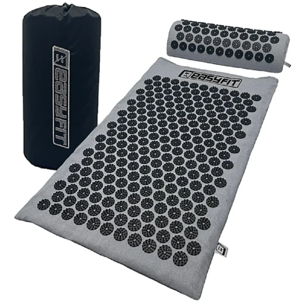 Массажный коврик EasyFit с подушкой (аппликатор Кузнецова) EF-2709-GB + чехол, серый с черным