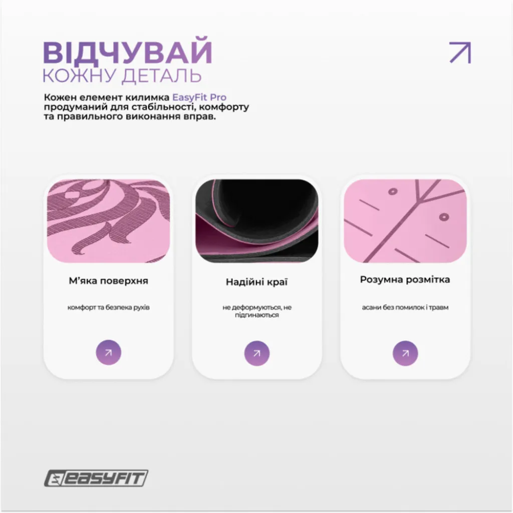Килимок для йоги професійний EasyFit Pro каучук EF-1925-P, рожевий