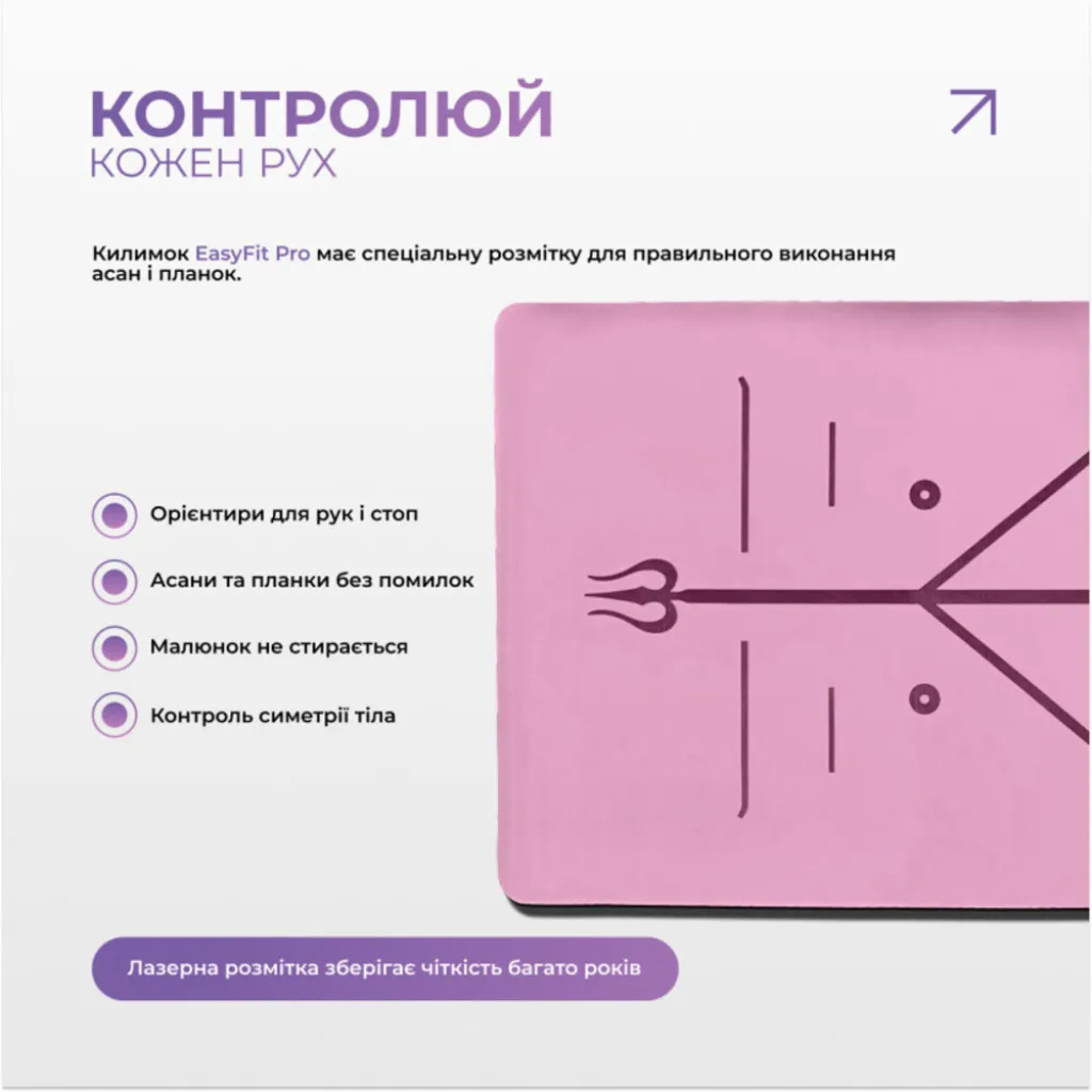 Килимок для йоги професійний EasyFit Pro каучук EF-1925-P, рожевий