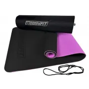 Килимок для йоги та фітнеса EasyFit TPE+TC 6мм двошаровий + Чохол чорний з фіолетовим