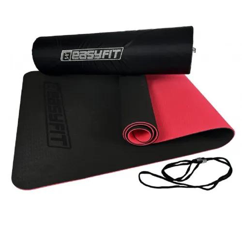 Коврик для йоги и фитнеса EasyFit TPE+TC 6мм двухслойный + Чехол черный с красным - Фото№1 Коврик для йоги и фитнеса EasyFit TPE+TC 6мм двухслойный + Чехол черный с красным - Фото№1