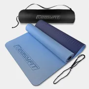 Килимок для йоги та фітнеса EasyFit TPE+TC EF-1924s-LBBL 6мм двошаровий + Чохол блакитний-синій
