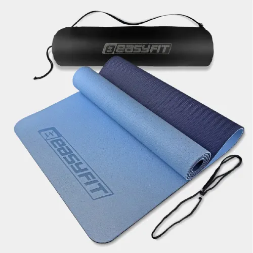 Коврик для йоги и фитнеса EasyFit TPE+TC EF-1924s-LBBL 6 мм двухслойный + Чехол голубой-синий - Фото№1 Коврик для йоги и фитнеса EasyFit TPE+TC EF-1924s-LBBL 6 мм двухслойный + Чехол голубой-синий - Фото№1