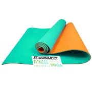 Коврик для йоги и фитнеса EasyFit TPE+TC 6мм двухслойный, бирюзово-оранжевый