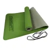 Коврик для йоги и фитнеса EasyFit TPE+TC 6мм двухслойный, зеленый-серый Коврик для йоги и фитнеса EasyFit TPE+TC 6мм двухслойный, зеленый-серый
