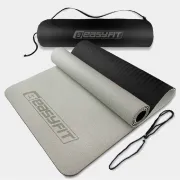Килимок для йоги та фітнеса EasyFit TPE+TC 6мм двошаровий + Чохол сірий з чорним