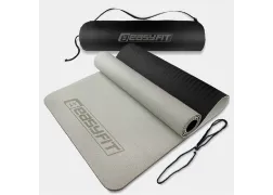 Килимок для йоги та фітнеса EasyFit TPE+TC 6мм двошаровий + Чохол сірий з чорним Килимок для йоги та фітнеса EasyFit TPE+TC 6мм двошаровий + Чохол сірий з чорним
