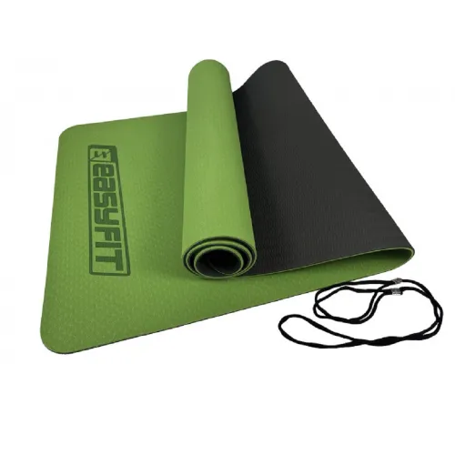 Коврик для йоги и фитнеса EasyFit TPE+TC 6мм двухслойный, зеленый-черный - Фото№1 Коврик для йоги и фитнеса EasyFit TPE+TC 6мм двухслойный, зеленый-черный - Фото№1