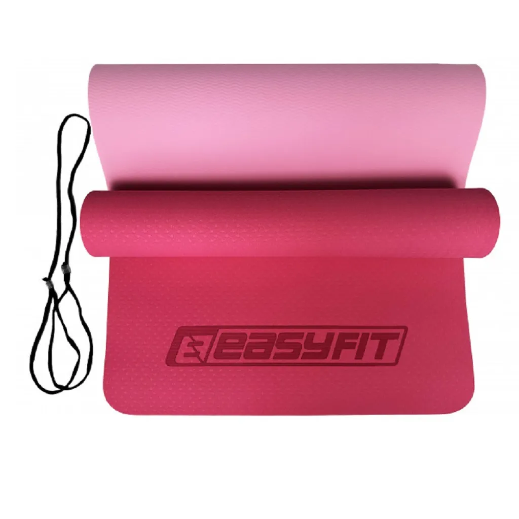 Коврик для йоги и фитнеса EasyFit TPE+TC 6мм двухслойный, розовый-св. розовый Коврик для йоги и фитнеса EasyFit TPE+TC 6мм двухслойный, розовый-св. розовый
