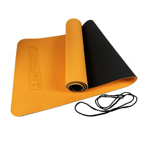 Коврик для йоги и фитнеса EasyFit TPE+TC 6 мм двухслойный, оранжево-черный - Фото№1 Коврик для йоги и фитнеса EasyFit TPE+TC 6 мм двухслойный, оранжево-черный - Фото№1