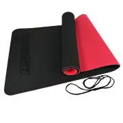Килимок для йоги та фітнесу EasyFit TPE+TC 6мм двошаровий, чорний-червоний