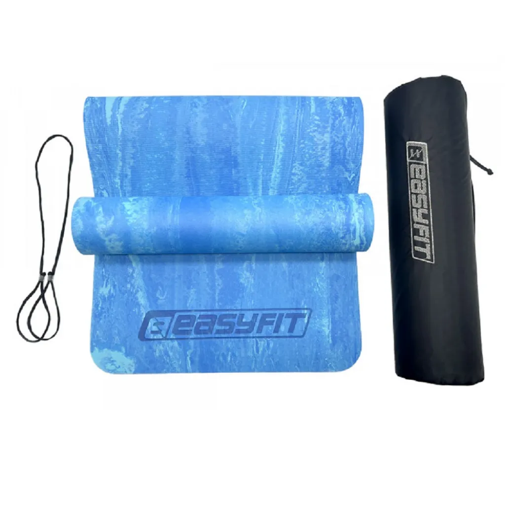 Коврик для йоги и фитнеса EasyFit PER Premium Mat 8 мм EF-1930-1-E-Bl синий + чехол Коврик для йоги и фитнеса EasyFit PER Premium Mat 8 мм EF-1930-1-E-Bl синий + чехол
