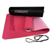 Килимок для йоги та фітнесу EasyFit TPE+TC 6мм EF-1924E-PP двошаровий + Чохол рожевий