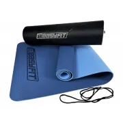 Килимок для йоги та фітнесу EasyFit TPE+TC 6мм EF-1924E-BLB двошаровий + Чохол синій