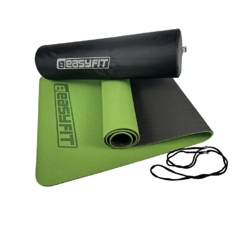 Коврик для йоги и фитнеса EasyFit TPE+TC 6мм двухслойный EF-1924E-GNBK + Чехол зеленый с черным - Фото№1 Коврик для йоги и фитнеса EasyFit TPE+TC 6мм двухслойный EF-1924E-GNBK + Чехол зеленый с черным - Фото№1