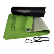 Килимок для йоги та фітнесу EasyFit TPE+TC 6мм двошаровий EF-1924E-GNGY + Чохол зелений із сірим
