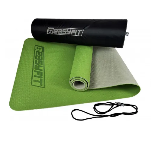 Коврик для йоги и фитнеса EasyFit TPE+TC 6мм двухслойный EF-1924E-GNGY + Чехол зеленый с серым - Фото№1 Коврик для йоги и фитнеса EasyFit TPE+TC 6мм двухслойный EF-1924E-GNGY + Чехол зеленый с серым - Фото№1