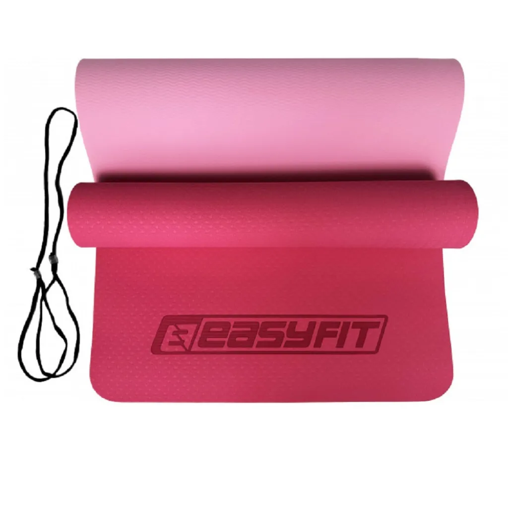 Коврик для йоги и фитнеса EasyFit TPE+TC 6мм EF-1924E-PP двухслойный + Чехол розовый Коврик для йоги и фитнеса EasyFit TPE+TC 6мм EF-1924E-PP двухслойный + Чехол розовый