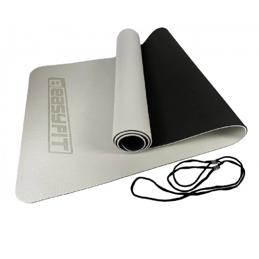 Коврик для йоги и фитнеса EasyFit TPE+TC 6мм EF-1924E-GYBK двухслойный + Чехол серый Коврик для йоги и фитнеса EasyFit TPE+TC 6мм EF-1924E-GYBK двухслойный + Чехол серый