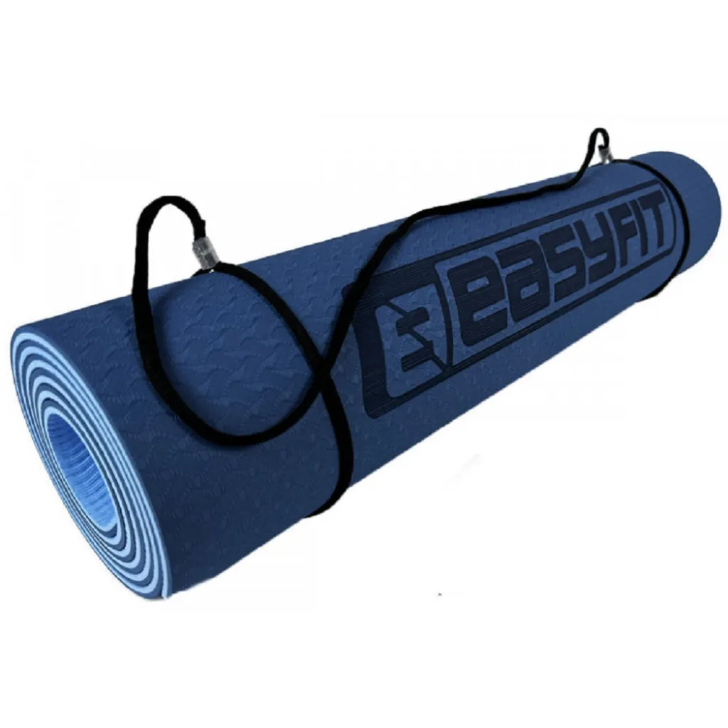 Коврик для йоги и фитнеса EasyFit TPE+TC 6мм EF-1924E-BLB двухслойный + Чехол синий Коврик для йоги и фитнеса EasyFit TPE+TC 6мм EF-1924E-BLB двухслойный + Чехол синий