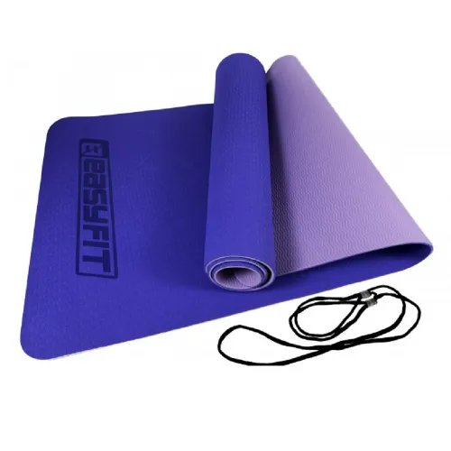 Коврик для йоги и фитнеса EasyFit TPE+TC 6мм EF-1924-VV двухслойный, сиреневый-св.сиреневый - Фото№1