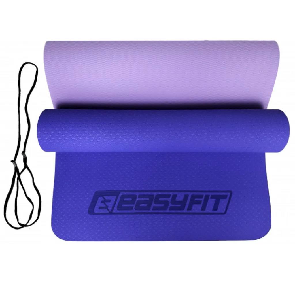 Коврик для йоги и фитнеса EasyFit TPE+TC 6мм EF-1924-VV двухслойный, сиреневый-св.сиреневый