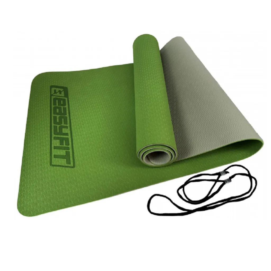 Коврик для йоги и фитнеса EasyFit TPE+TC 6мм двухслойный EF-1924E-GNGY + Чехол зеленый с серым Коврик для йоги и фитнеса EasyFit TPE+TC 6мм двухслойный EF-1924E-GNGY + Чехол зеленый с серым