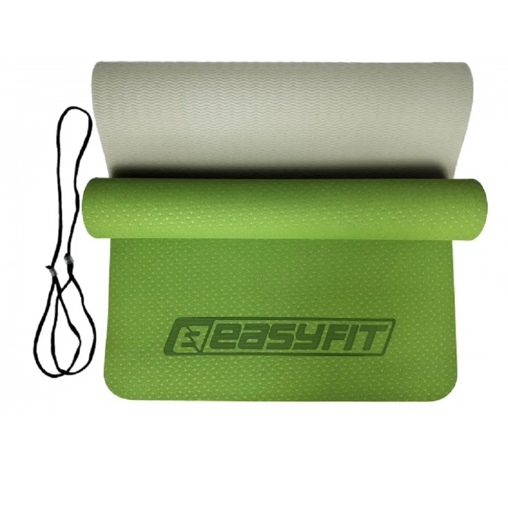 Коврик для йоги и фитнеса EasyFit TPE+TC 6мм двухслойный EF-1924E-GNGY + Чехол зеленый с серым Коврик для йоги и фитнеса EasyFit TPE+TC 6мм двухслойный EF-1924E-GNGY + Чехол зеленый с серым
