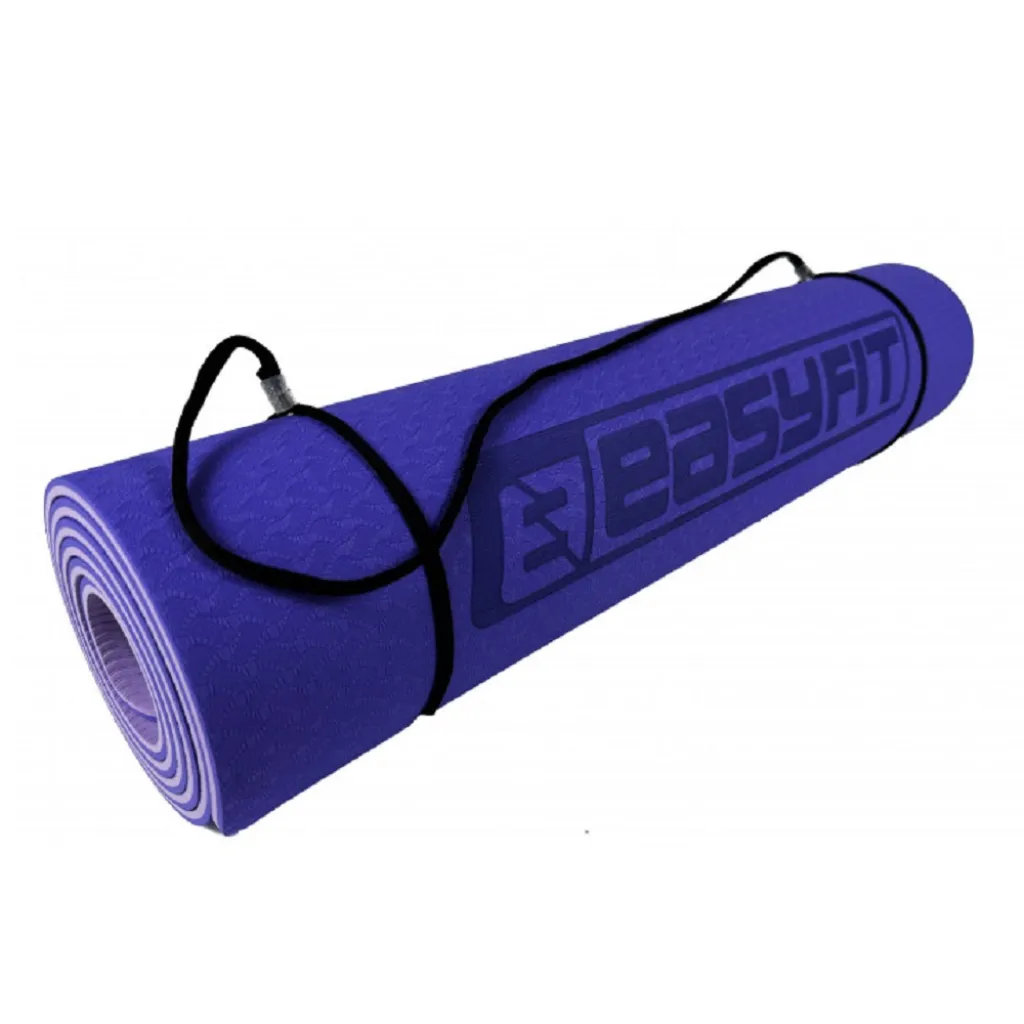 Коврик для йоги и фитнеса EasyFit TPE+TC 6мм EF-1924-VV двухслойный, сиреневый-св.сиреневый