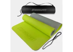 Килимок для йоги та фітнесу EasyFit TPE+TC 6 мм двошаровий EF-1924-LGGY, лимонний-сірий Килимок для йоги та фітнесу EasyFit TPE+TC 6 мм двошаровий EF-1924-LGGY, лимонний-сірий