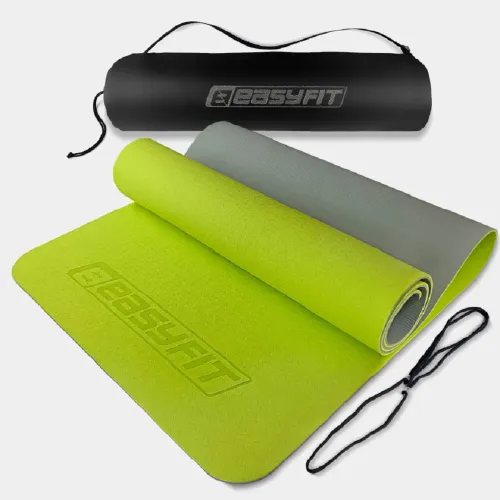Килимок для йоги та фітнесу EasyFit TPE+TC 6 мм двошаровий EF-1924-LGGY, лимонний-сірий - Фото№1 Килимок для йоги та фітнесу EasyFit TPE+TC 6 мм двошаровий EF-1924-LGGY, лимонний-сірий - Фото№1