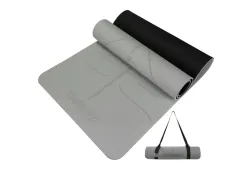 Коврик для йоги и фитнеса EasyFit Polarity EF-A19241s-GYBK с ремнем, серый